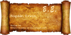 Bogdán Ervin névjegykártya
