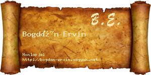 Bogdán Ervin névjegykártya